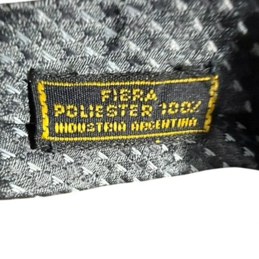 Christian Dior Monsieur Silver Grey Geometric Logo Necktie Silk Look Polyester